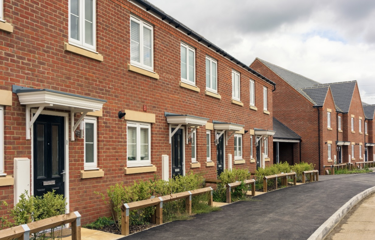 A row of new build townhouses in the Fylde coast area