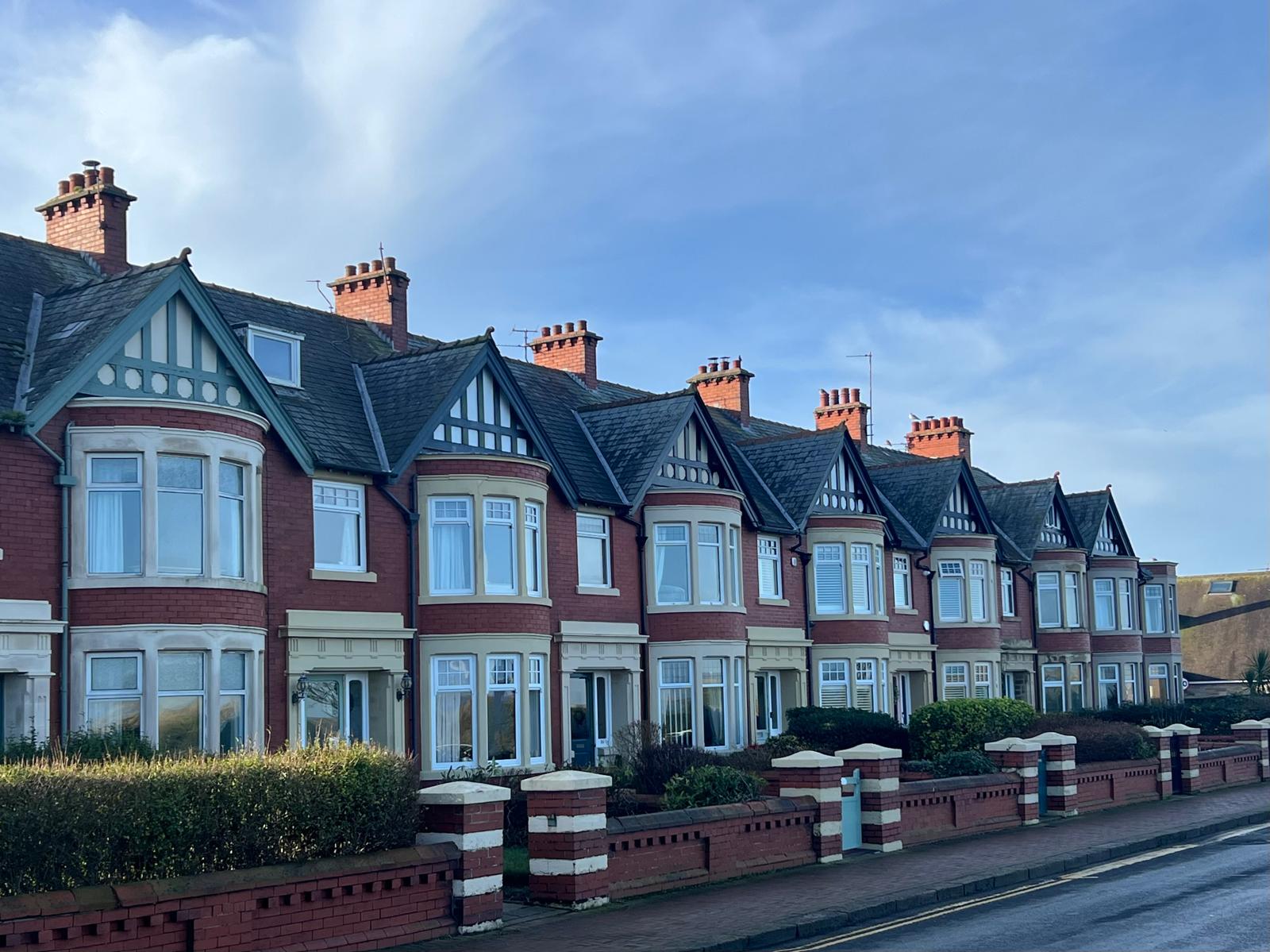 A row of semi-detached properties on a sunny day in the Fylde Coast area